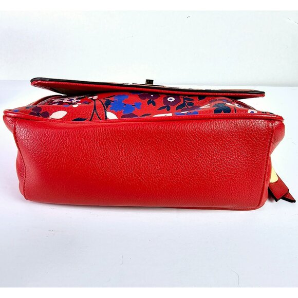 Emma & Sophia Floral Leather Coral Purple Handbag - Picture 4 of 10